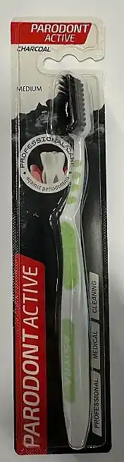 Activated Carbon Toothbrush, medium, green - Bath and Body