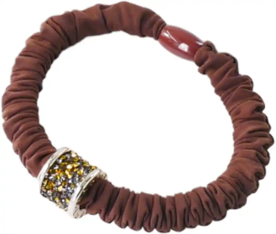 Hair Tie with Bead, brown - Accessories