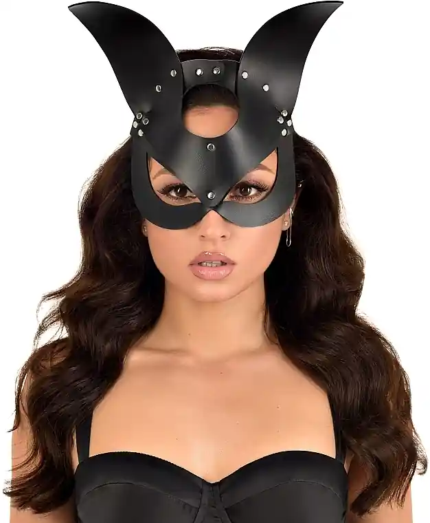 Eco-Leather Mask 'Bunny' , black