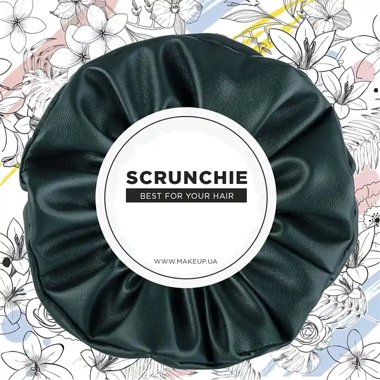 Faux Leather Classic Scrunchie, green - Accessories