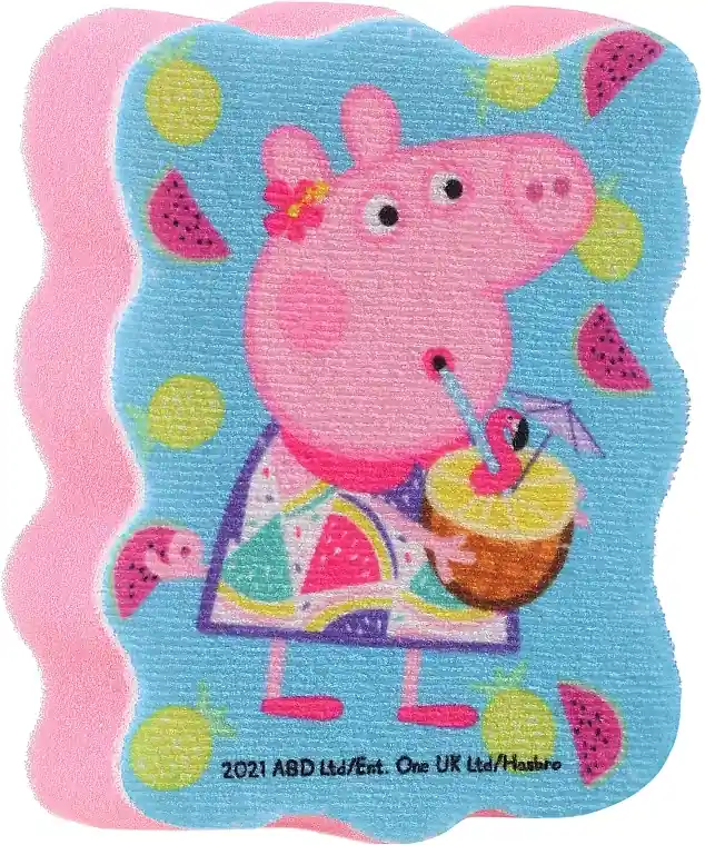 Kids Bath Sponge 'Peppa Pig', Peppa with cocktail, pink - Accessories