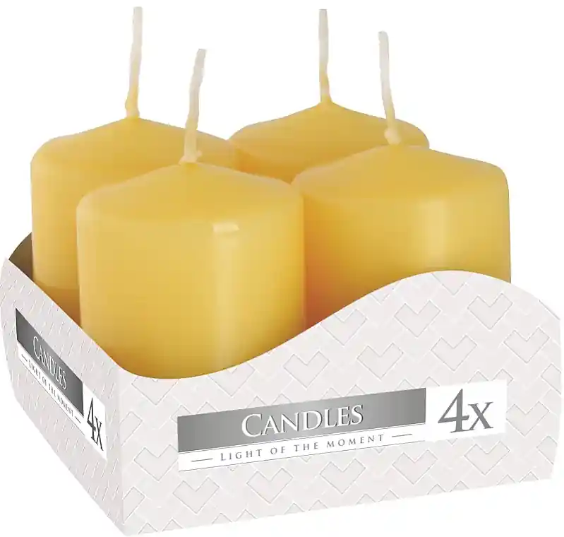 Votive Candle Set 40x60 mm, yellow, 4 pcs. - Accessories