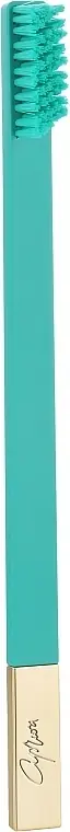 Medium Hard Toothbrush, Matte Turquoise-Blue with a Matte Gold Cap