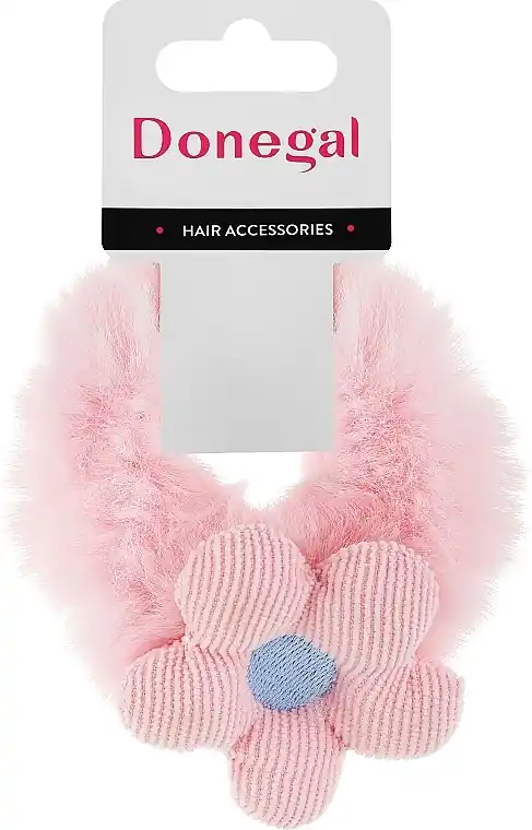 Hair tie, FA-5648, pink with flower