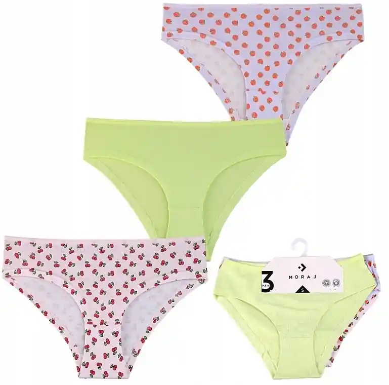 Women Slip Panties, green + blue with peaches + pink with cherries - Clothes