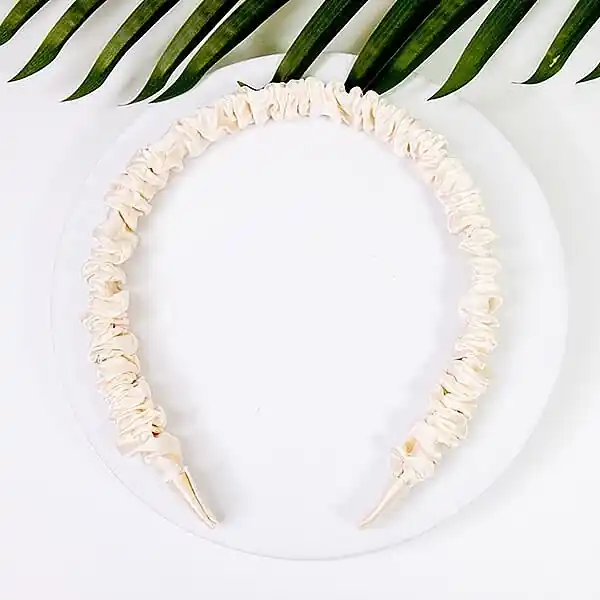 Wide Satin Hair Band, ecru - Accessories