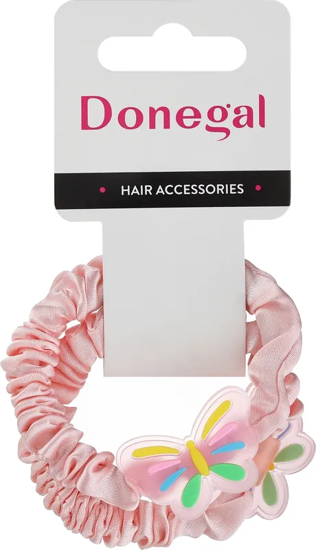 Set of hair elastics FA-5602, 2 pcs, light pink butterflies
