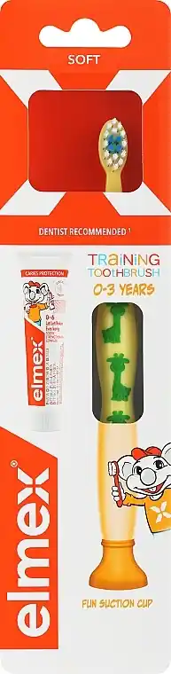 Kids Toothbrush (0-3 years), yellow with giraffe