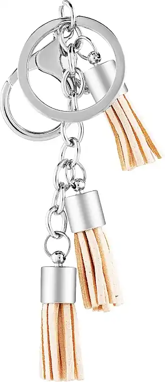 Keychain, 6407, tassel pendants, beige - Accessories