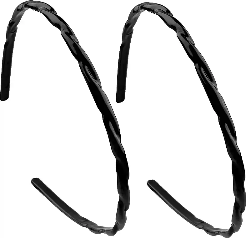 Plastic Hair Hoop "Curl", small, 2pcs, black - Accessories