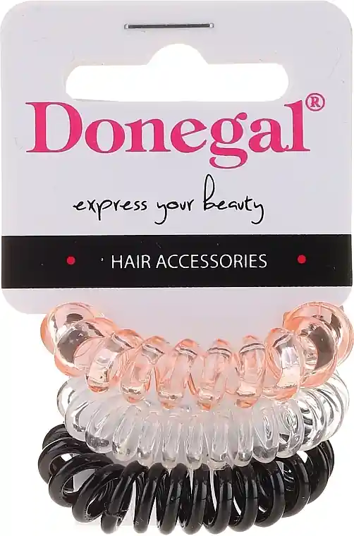 Elastic Hair Bands FA-5587, 3 pcs, black, transparent