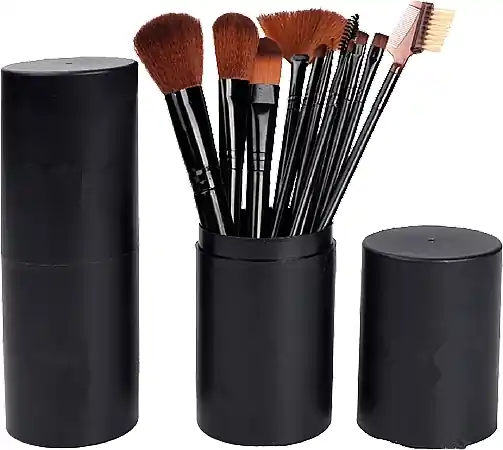 Makeup Brush Set in Tube, 12 pcs, black - Accessories