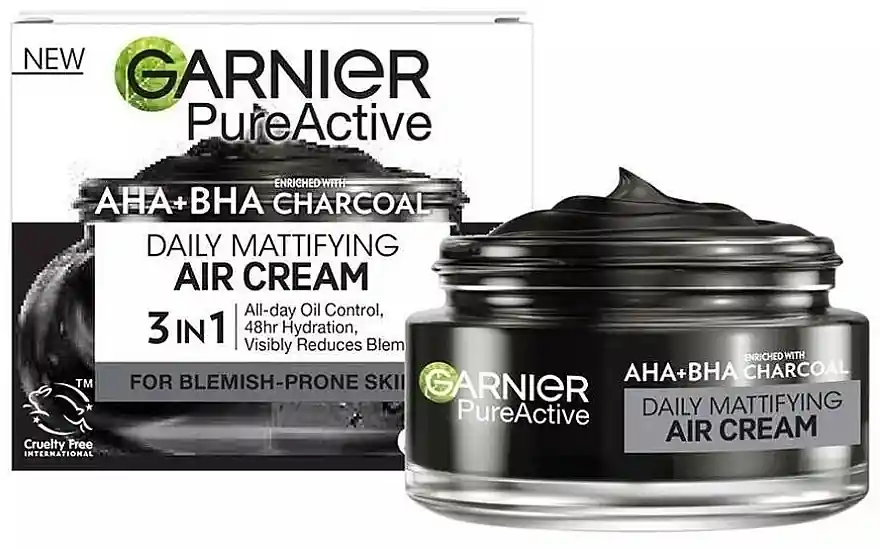 Moisturizing & Mattifying Lightweight Cream with AHA, BHA & Charcoal - Skin Care Products