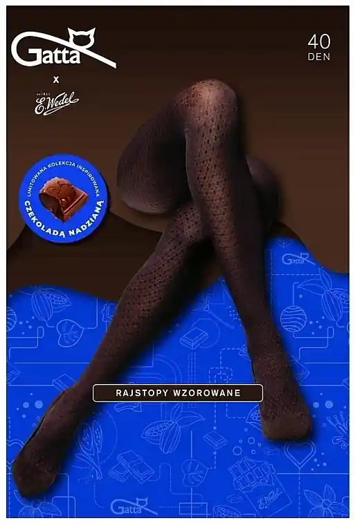 Microfibre Scented Tights with Pattern, 40 Den, dark choco - Clothes