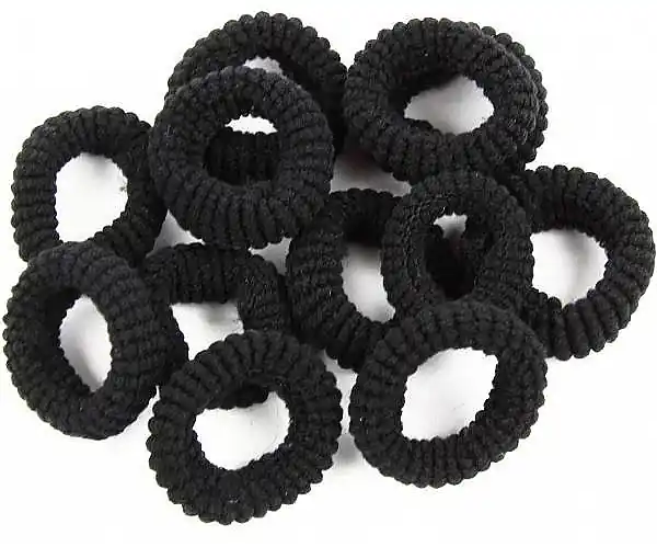 Small Elastic Hair Bands, black, 12 pcs - Accessories