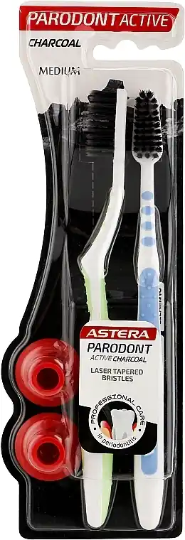 Activated Carbon Toothbrush, medium, green + blue - Bath and Body
