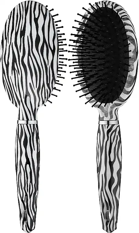 Oval Massage Hair Brush "Zebra", 10 rows - Accessories