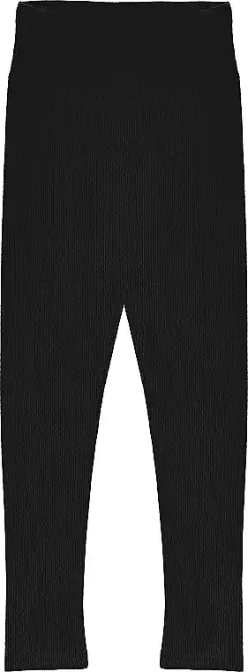 Women High-Waisted Ribbed Leggings, black