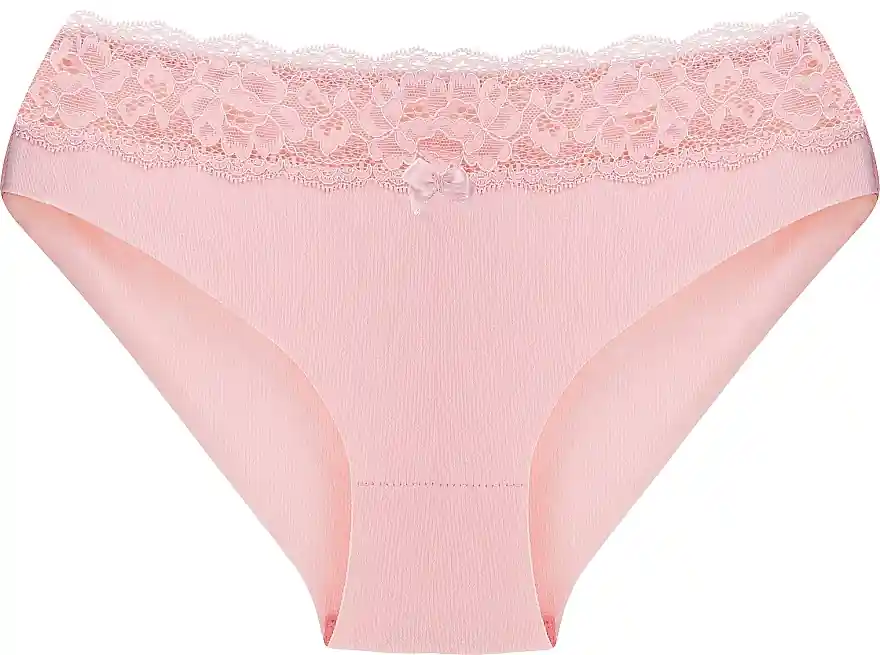 Women's Cotton Panties with Lace Insert, peach - Clothes