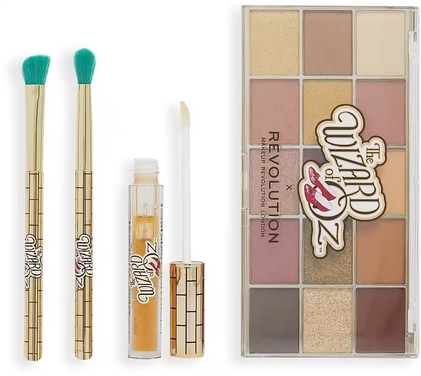 Makeup Revolution x Wizard of Oz Yellow Brick Road Set (eye/palette/1pc + lip/gloss/3ml + brush/2pcs)