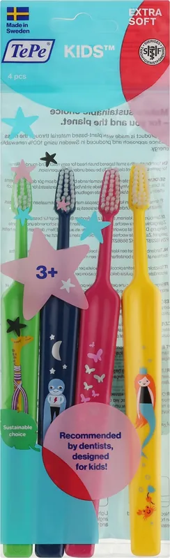 Kids Toothbrush Set, green+pink+yellow+blue - Bath and Body