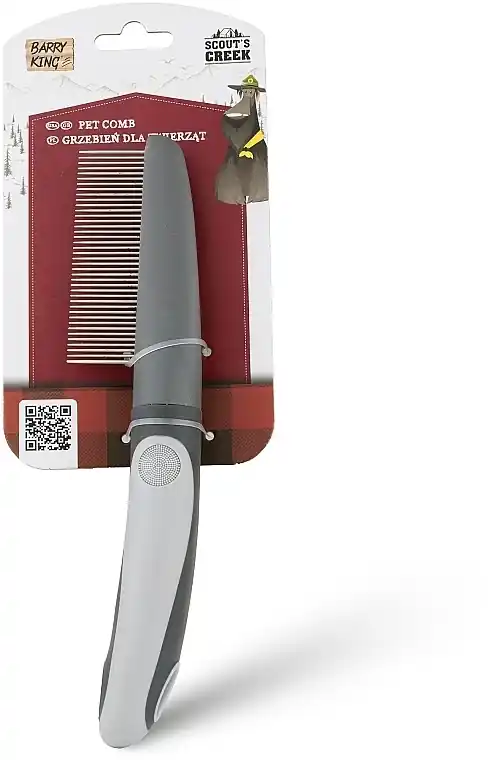Pet Brush with Handle, grey, 40 teeth, 5 x 22 cm - BarryKing