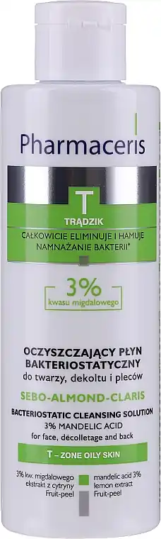 Bacteriostatic Cleansing Solution for Face, Decollete and Back with 3% Almond Acid - Skin Care Products