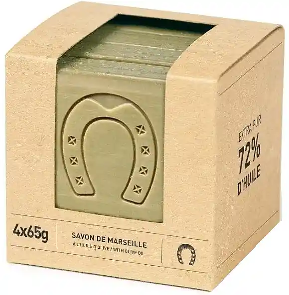 Horseshoe Pure Olive Sliced Cube Marseille (soap/4x65g) - Bath and Body