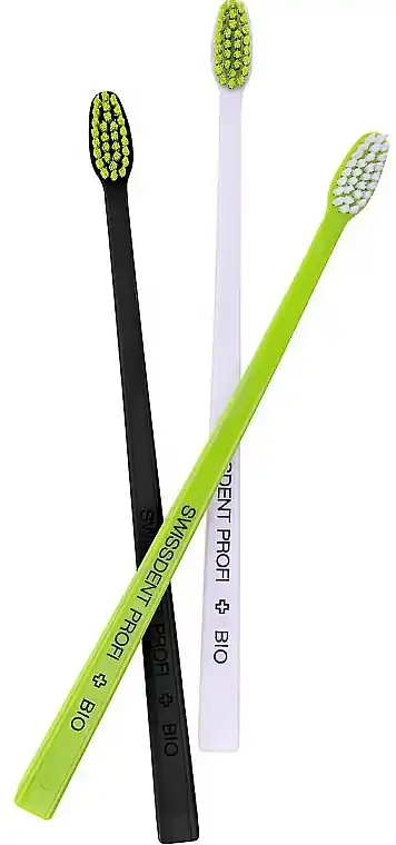 Toothbrush Set, black + white + green & white bristle - Bath and Body