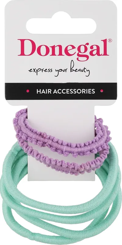 Hair ties FA-5665, lilac 2 pcs. + turquoise 4 pcs.