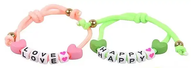 Fluorescent Bracelets with Pendants, 2 pieces, 6446, pink and lime - Costume jewelry