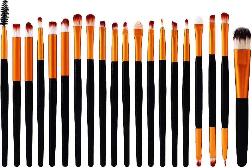 Professional Makeup Brush Set, 20 pcs, black-golgen