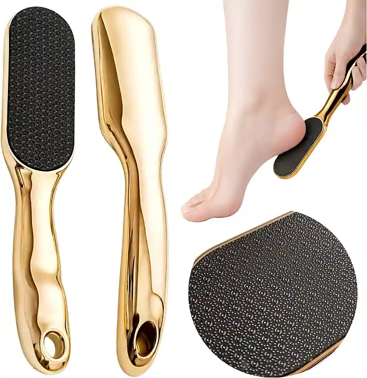 Nano Glass Heel Scraper with Handle, Gold and Black - Accessories