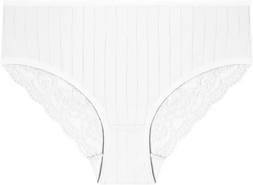 Women's Lace Bikini Panties, White - Clothes