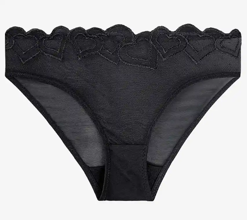 Women Mesh Bikini Panties with Lace, black - Clothes