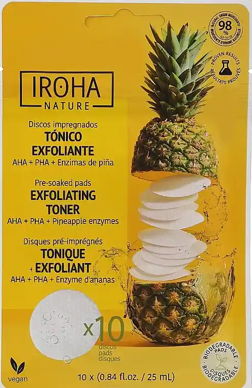 Glycolic Acid and Pineapple Enzymes Exfoliating and Brightening Toner Pads - Accessories