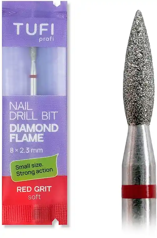 Diamond Burr "Flame", diameter 2.3 mm, length 8 mm, red notch - Accessories