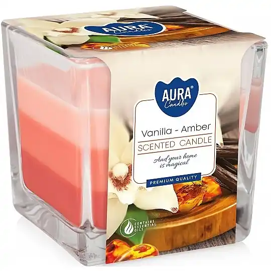 Vanilla & Amber Candle in Square Glass - Bath and Body