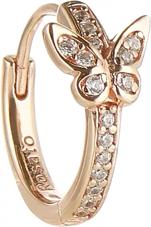 Single bronze earring with butterfly, golden - Costume jewelry