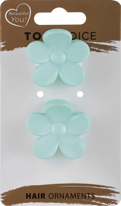 Hair Clips Flowers, 21442+1, 2 pcs., mint - Accessories