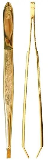 Straight Yyebrow Tweezers 9 cm, golden - Accessories