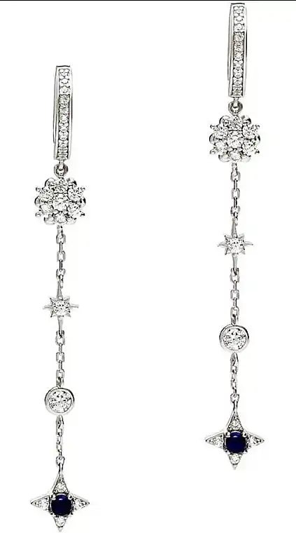 Silver Earrings with Cubic Zircons - Costume jewelry