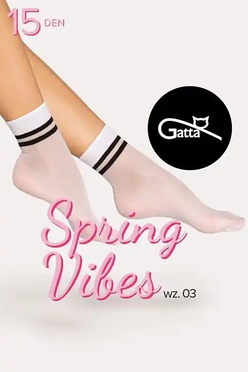Women Socks 'Spring Vibes Wz. 03', 15 Den, bianco nero - Clothes