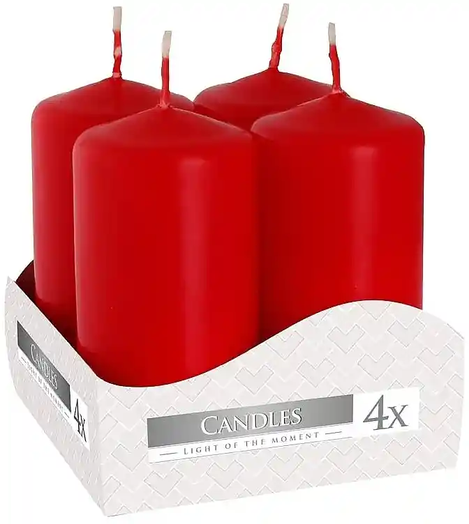 Votive Candle Set 40x80 mm, red, 4 pcs. - Accessories