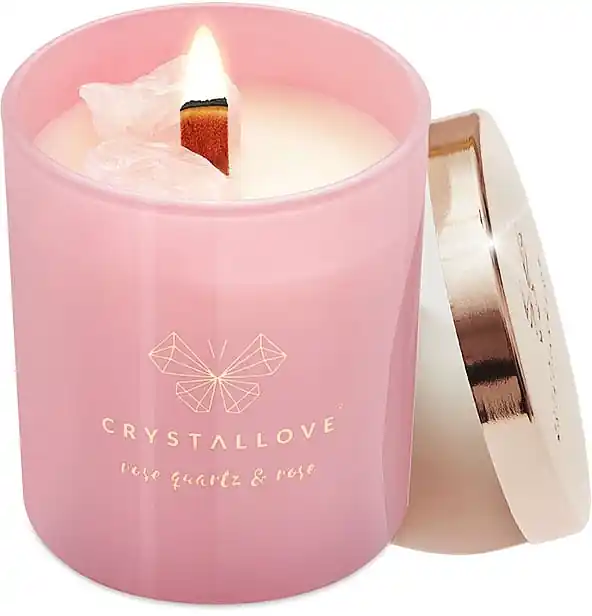 Rose Quartz & Rose Soy Candle - Bath and Body