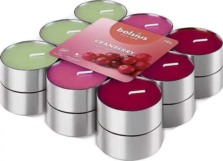 Tea Light Set 'Cranberry', 18x3.5H - Bath and Body