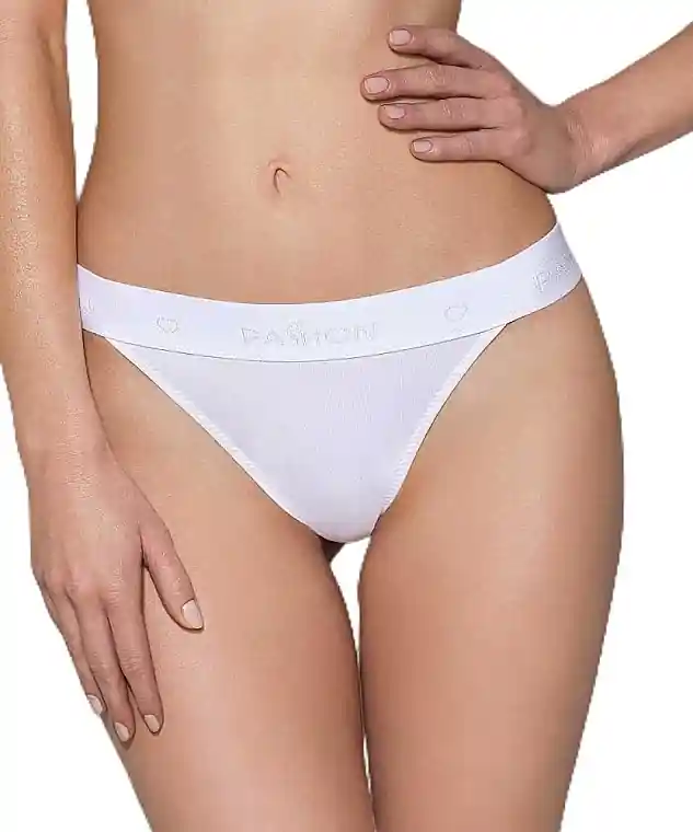 Cotton Tanga Panties with Wide Elastic Band PS015, white - Clothes