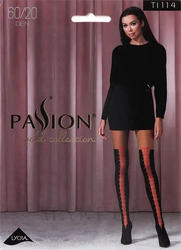 Women Tights TI114, 60 Den, noir/red - Clothes