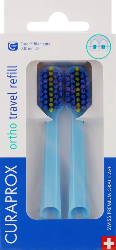 Orthodontic Heads for Travel Brush CS 5460, blue with yellow - Bath and Body