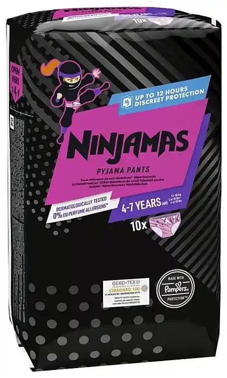 Ninjamas Pyjama Girl Pants, 4-7 Years (17-30 kg), 10 Pcs